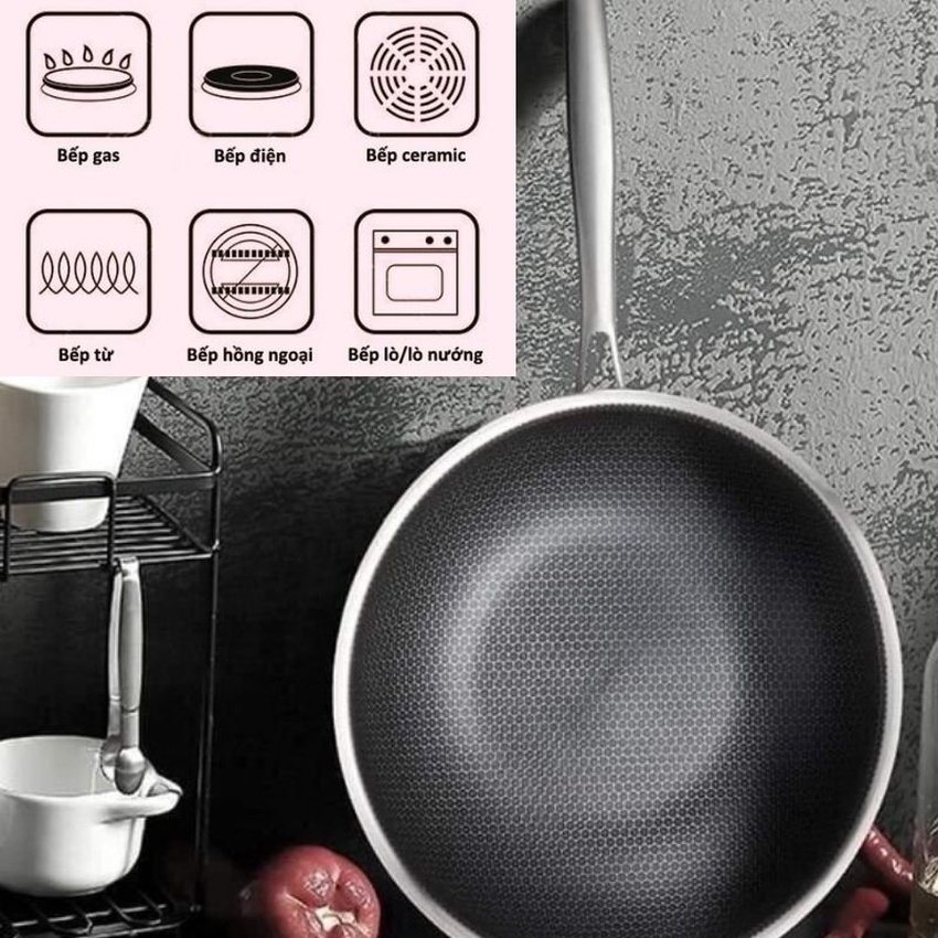 Chảo Chống Dính Vân Tổ Ong Cao Cấp - Lòng Sâu