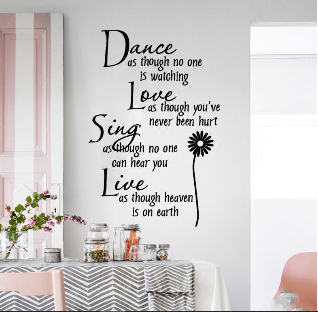 [HCM]Decal trang trí tường - Chữ Tiếng Anh Dance đen