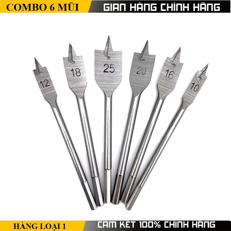 Bộ 6 mũi khoan đuôi cá 10-25mm
