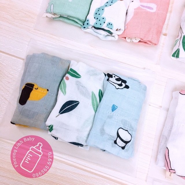 Set 3 Khăn Sữa Sợi Tre 4 Lớp Cao Cấp
