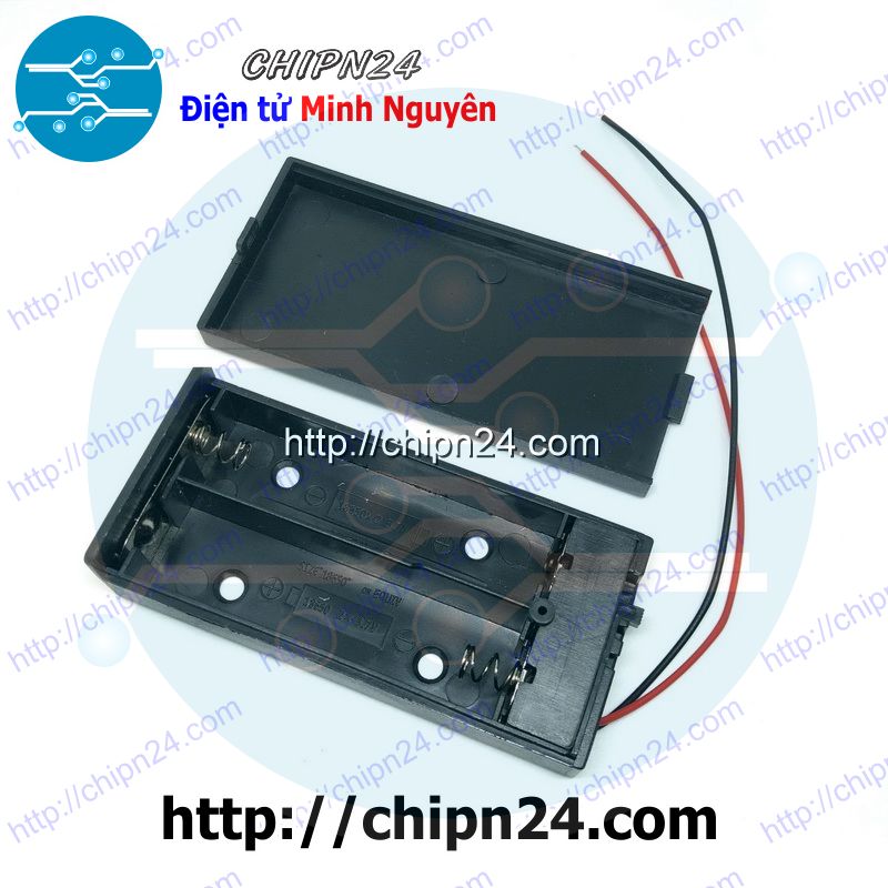 [1 cái] (C75) Hộp Đế Pin 18650 2 viên Có Nắp Có Công Tắc