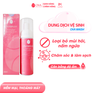 Dung dịch vệ sinh phụ nữ tạo bọt Ovawash, làm hồng, ngăn ngừa và giảm nguy cơ viêm nhiễm vùng kín, loại bỏ mùi hôi tanh, dung tích 60ml thumbnail