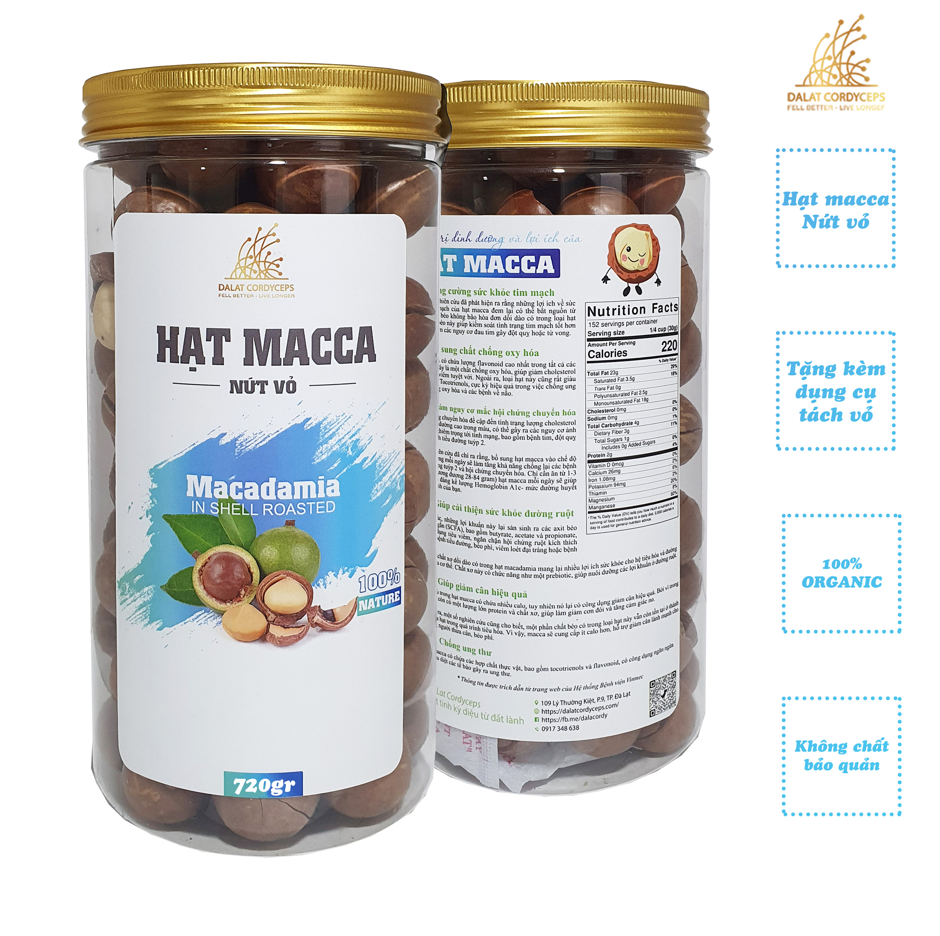 Hạt macca nứt vỏ - Dalat Cordyceps - loại 1