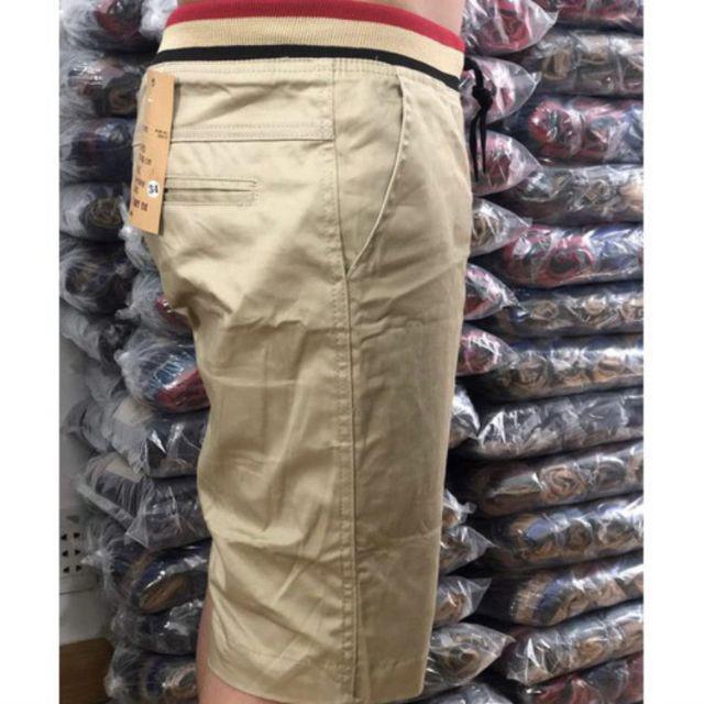 [Hcm]Men's Khaki Shorts with Elastic Waistband, Beautiful Smooth Fabric