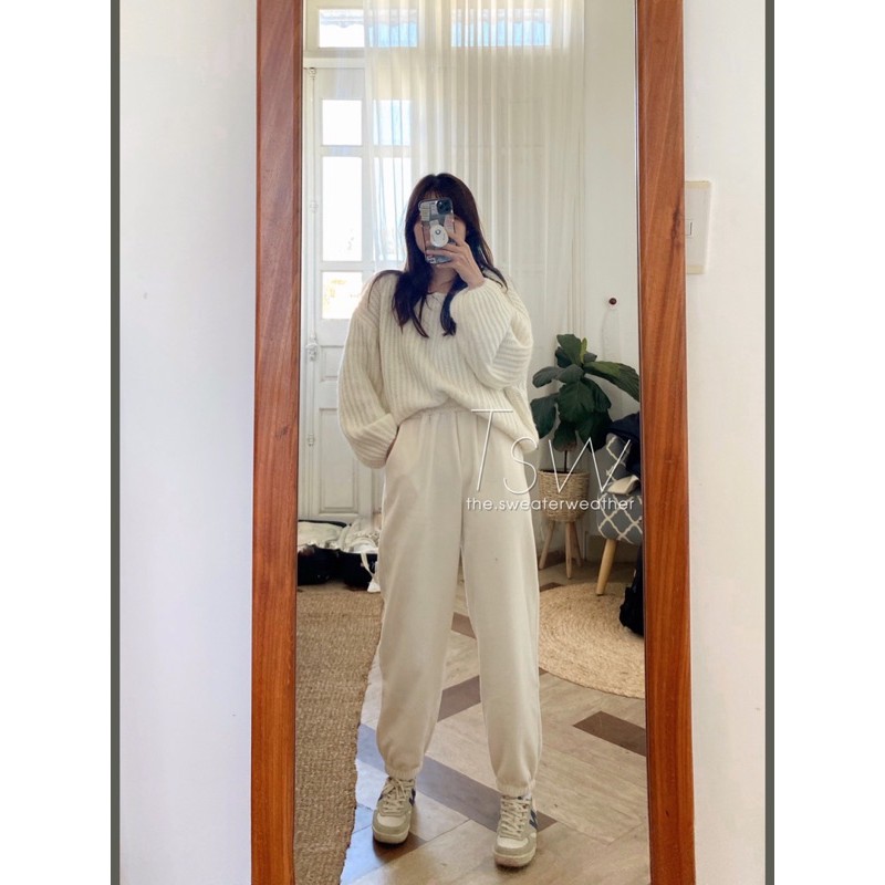 Quần jogger nữ chất nỉ nhung tăm dày dặn