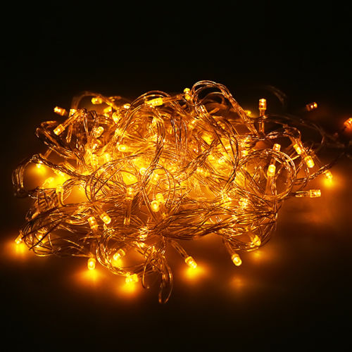 Xài điện- Dây đèn led đom đóm trang trí không chớp nháy10 mét 70 bóng đèn ánh sáng vàng ấm