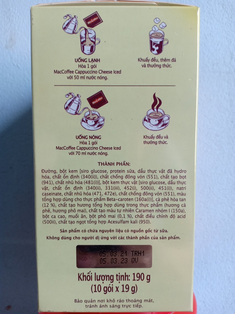 CÀ PHÊ CAPPUCCINO MacCoffee Vị Phô Mai 190g (Béo ngậy Thơm Ngon)