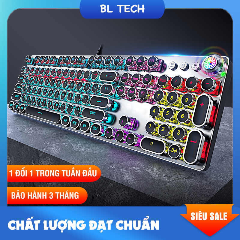 FreeShipBàn phím cơ gaming nút tròn BlTech bằng hợp kim siêu bền có 9 chế