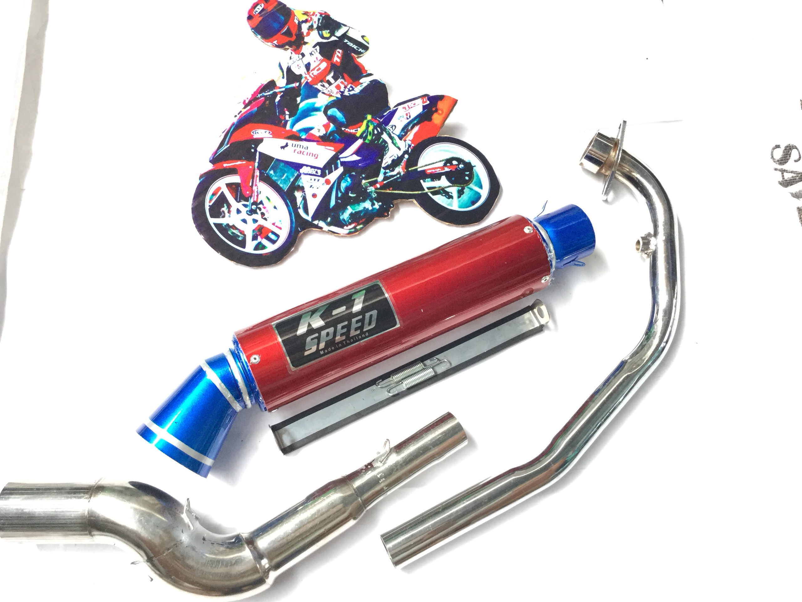 Pô K1 vip trắng - Cổ Cong 2 Khúc Đá Winer + Sonic