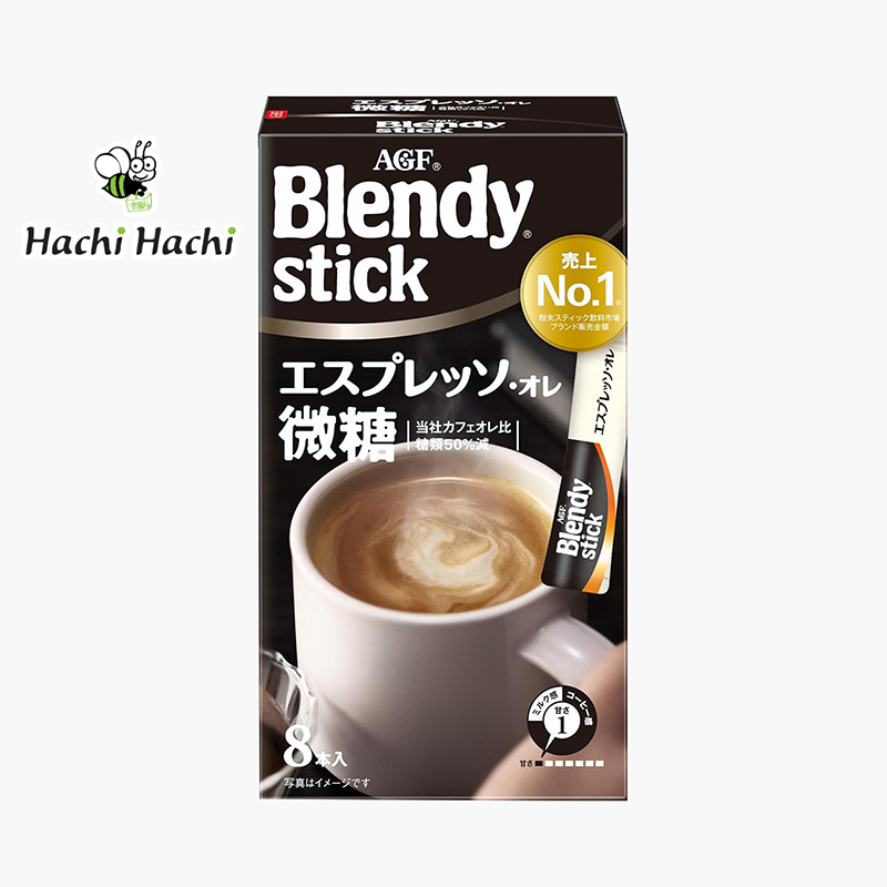 Cà phê sữa ít đường Espresso Au lait Blendy Ajinomoto Agf 49.6g (6.2g x 8gói) - Hachi Hachi Japan Shop