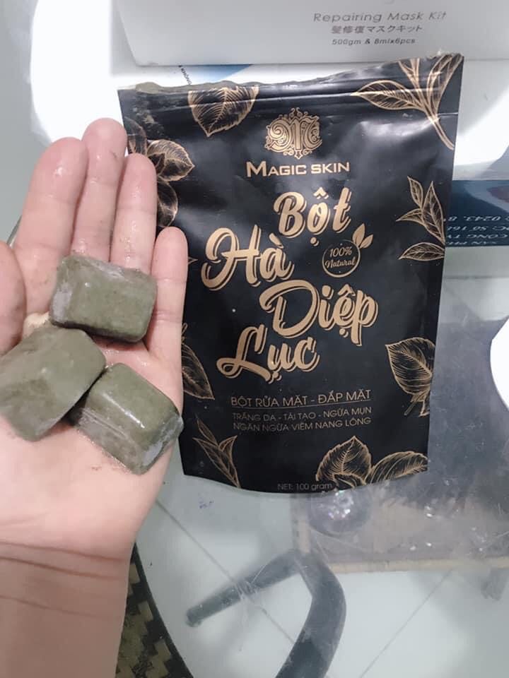 Bột Hà Diệp Lục Sạch Mụn Trắng Da