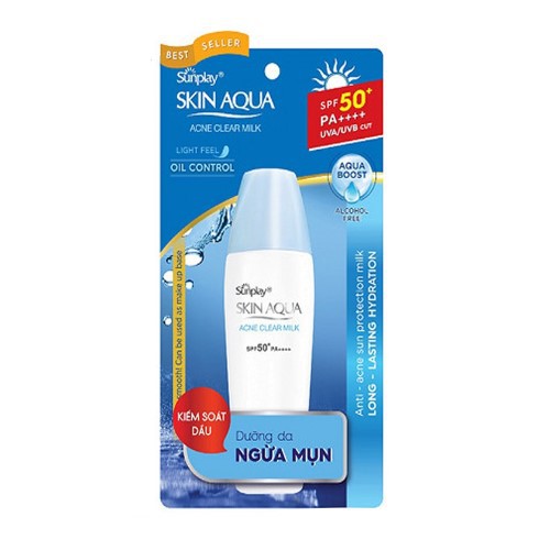   HCM Kem Chống Nắng Sunplay Skin Aqua Silky Acne Clear Milk 50++  Xanh   