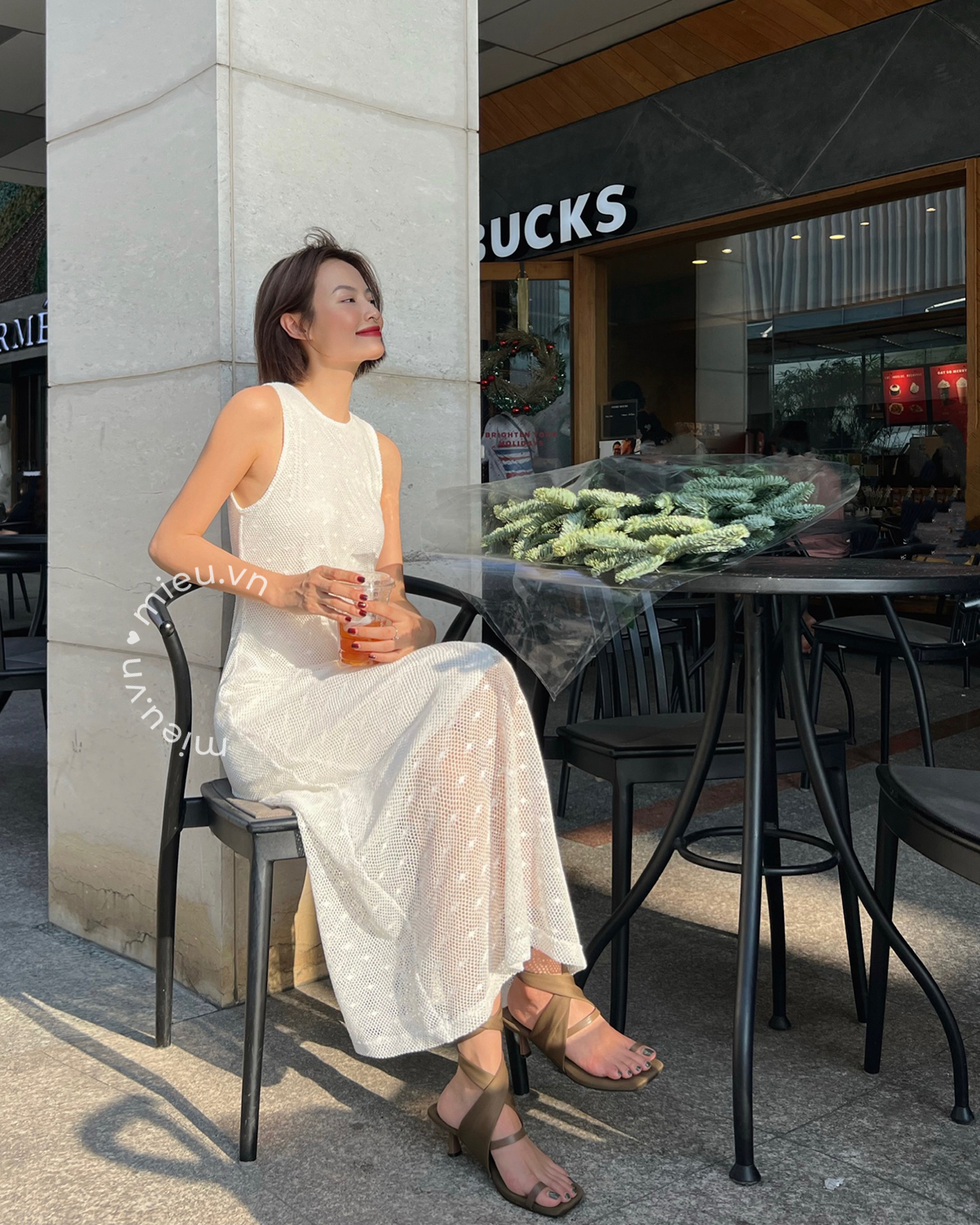 Đầm midi lưới sát nách hai màu MIEU - JJ08
