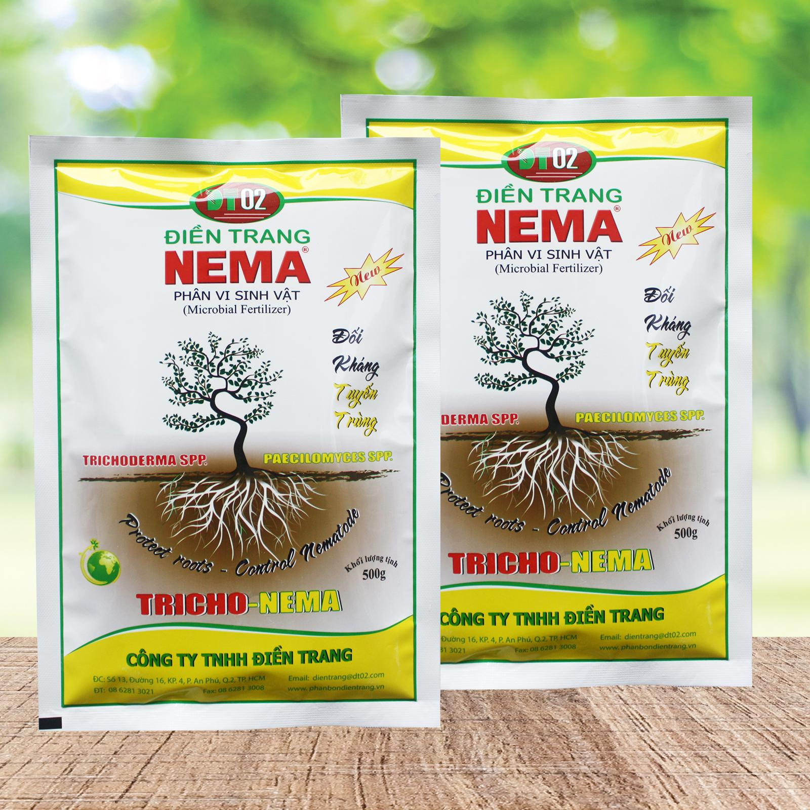 Compo 02 gói Phân vi sinh vật Điền Trang Tricho NEMA 500g, Đối kháng tuyến trùng và nấm bệnh gây hại