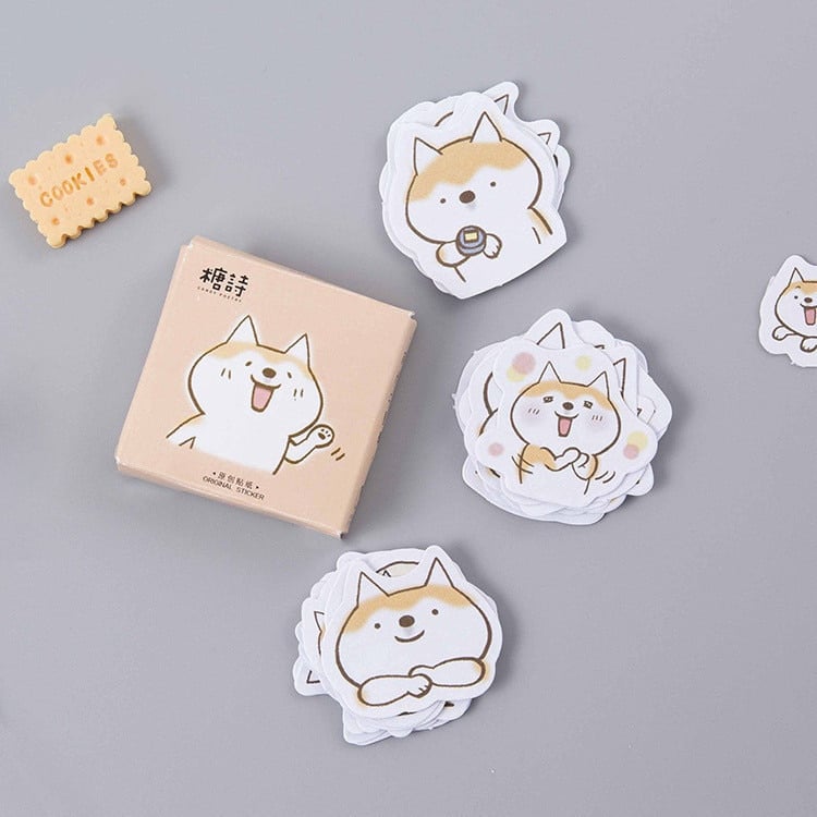 Hộp 45 sticker cún shiba nhật bản