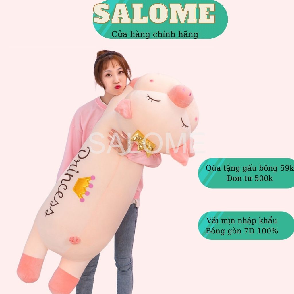Gấu bông heo đội vương miệng tphcm to khổng lồ, gối ôm heo vương miện, heo vương miệng nhồi bông, heo bông princess , lợn thiên thần qùa tặng cao cấp vải mịn salome, gấu bông heo dễ thương