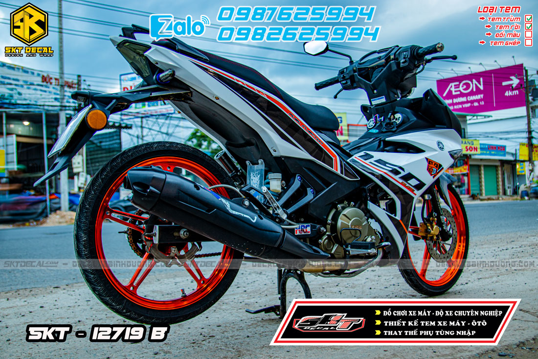 tem exciter 150 trắng đen y15zr (rời)
