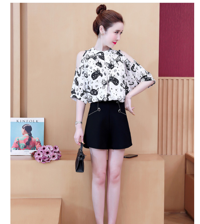 Áo kiểu phối sọc hở vai cách điệu BY6159 (BY6278)