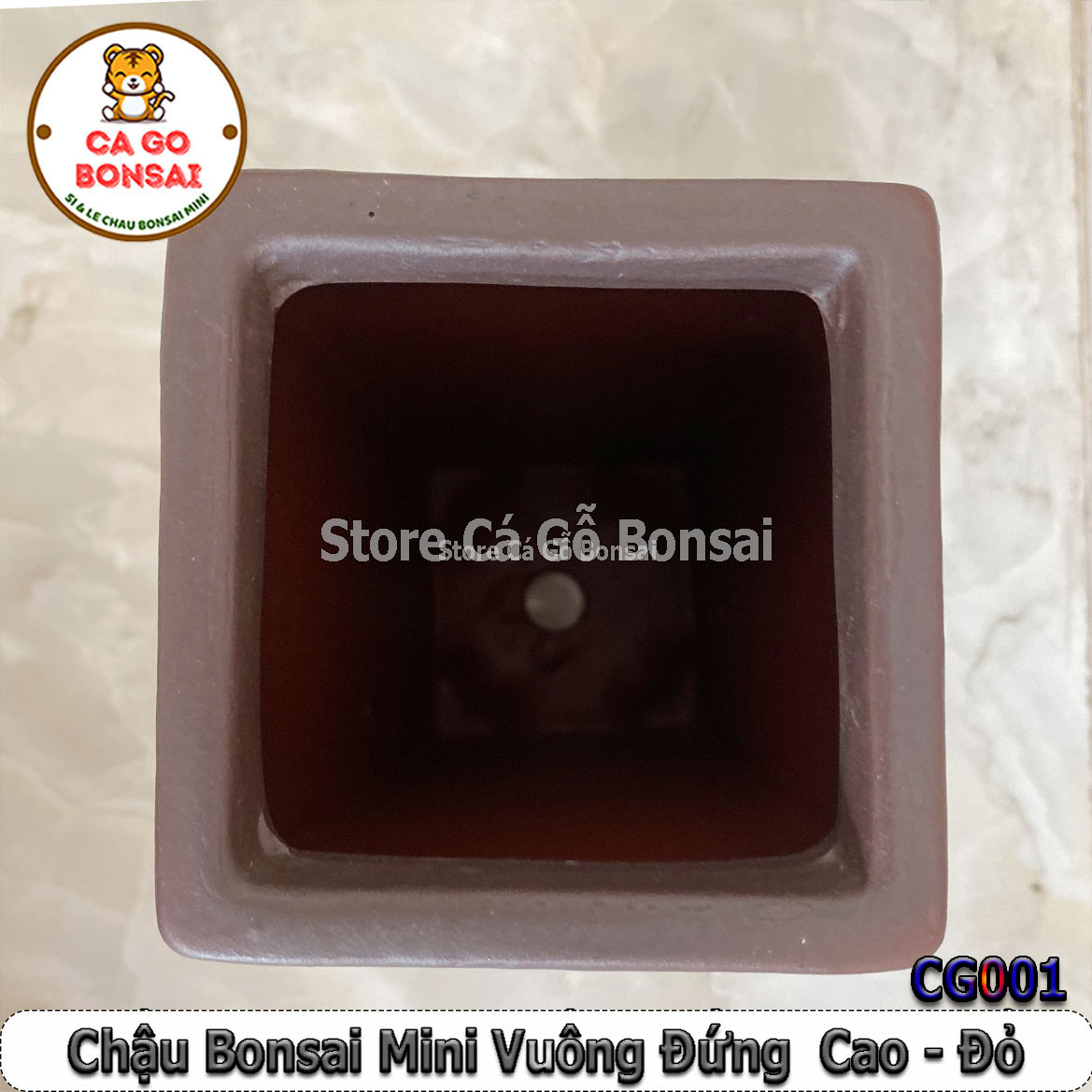 Chậu Bonsai Mini Vuông Đứng Cao Đỏ - CG001