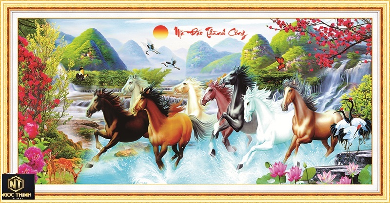 Tranh đính đá Mã đáo thành công khổ lớn VS002 KT:200*90cm