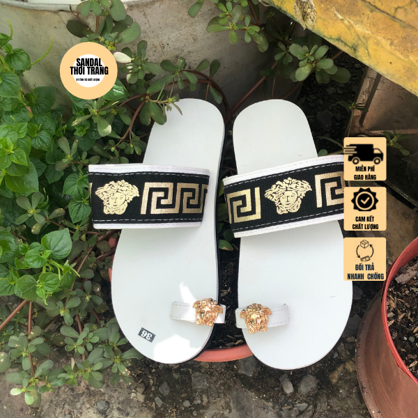 Dép Sandal xỏ ngón nữ FREESHIP dép nữ giá rẻ xỏ ngón Trắng/ Đen SANDAL THỜI TRANG