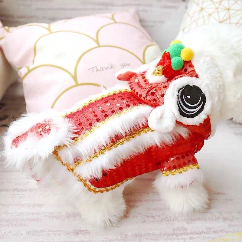 Bộ áo con lân Tết cho thú cưng