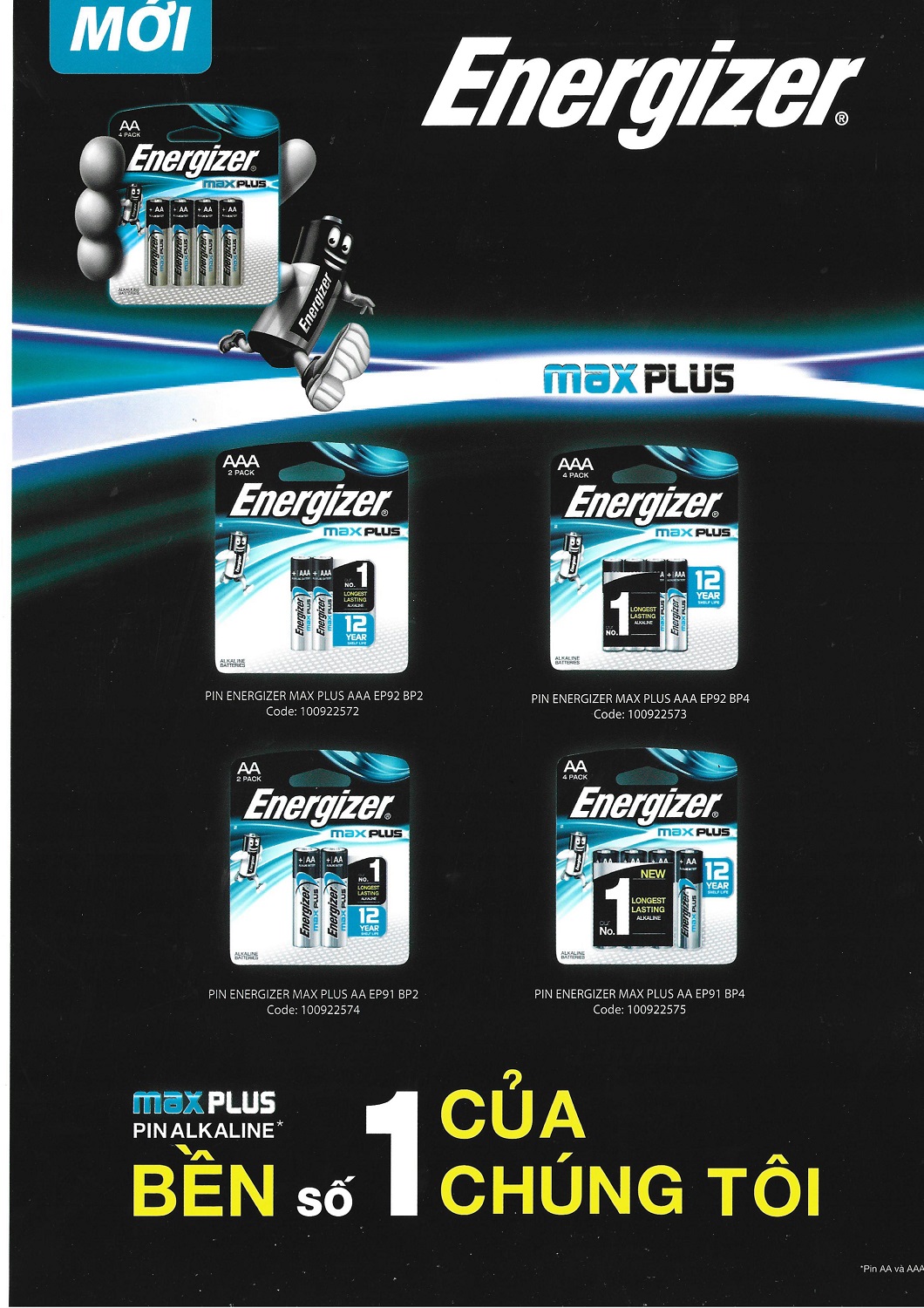 Vỉ 4 Viên Pin AA Energizer AA Max Plus EP91 BP4 - 100922575
