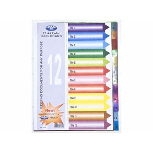 Bìa phân trang giấy 12 số màu