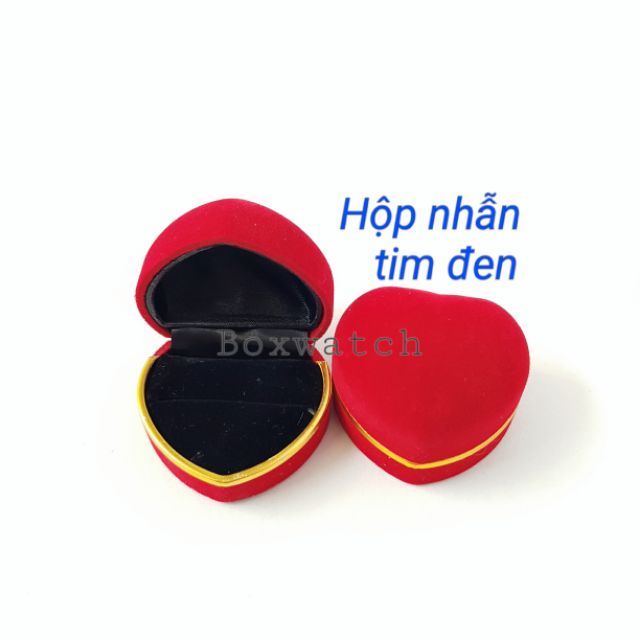 Hộp nhẫn tim đen nhung cao cấp