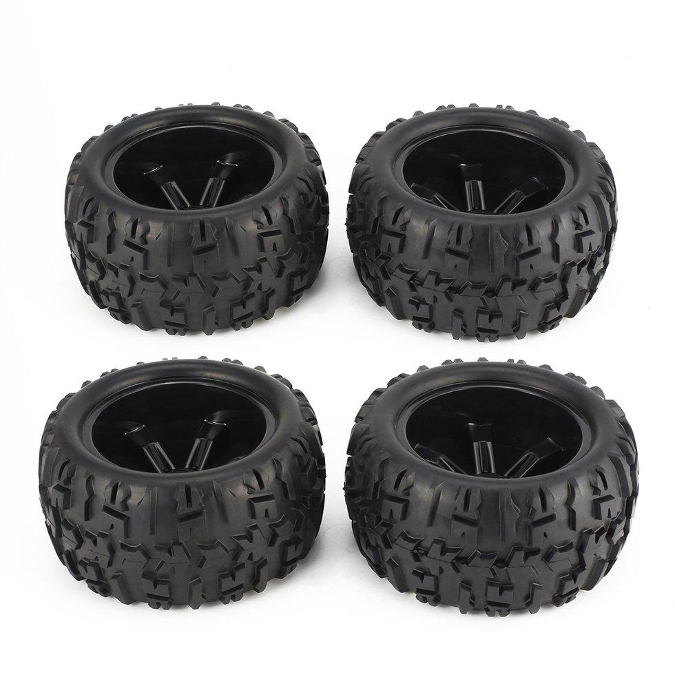 Goft 4 Pcs 150 Mm Pelek Roda dan Ban untuk 1/8 Truk Monster Balap Aksesori Mobil RC