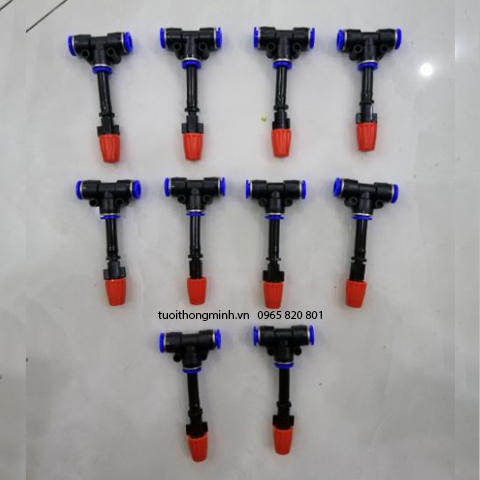 [ 10 chiếc ] Béc phun sương cam đơn kèm T ống 8mm