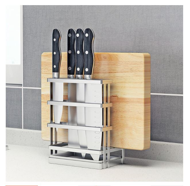 Kệ để dao thớt VIP Inox 304 Nanichino kèm khay hứng nước.