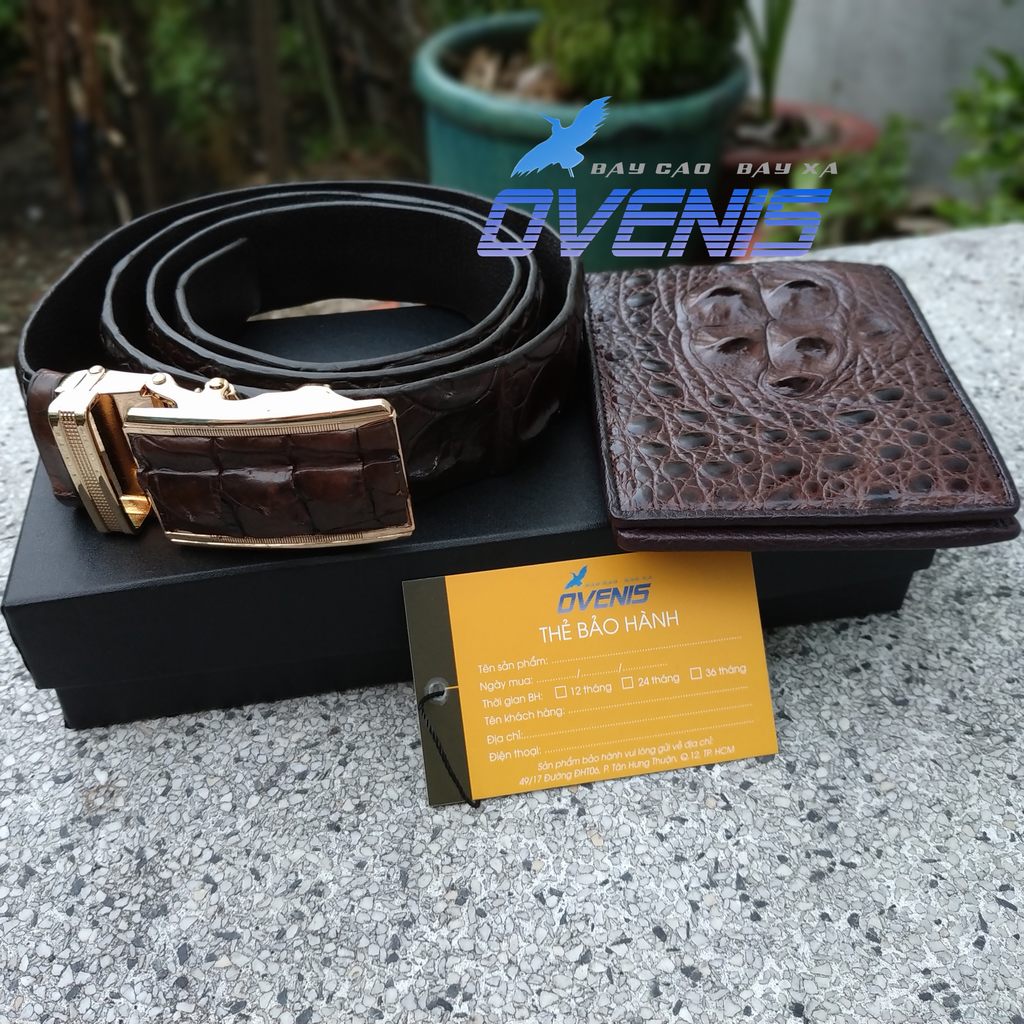 [FREE SHIP] Set Nam Cá Sấu Nâu Đất Đẳng Cấp Đích Thực [VÍ GÙ + THẮT LƯNG GAI] SET3