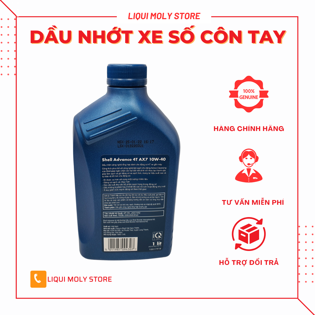 NHỚT XE SỐ SHELL ADVANCE AX7 10W40