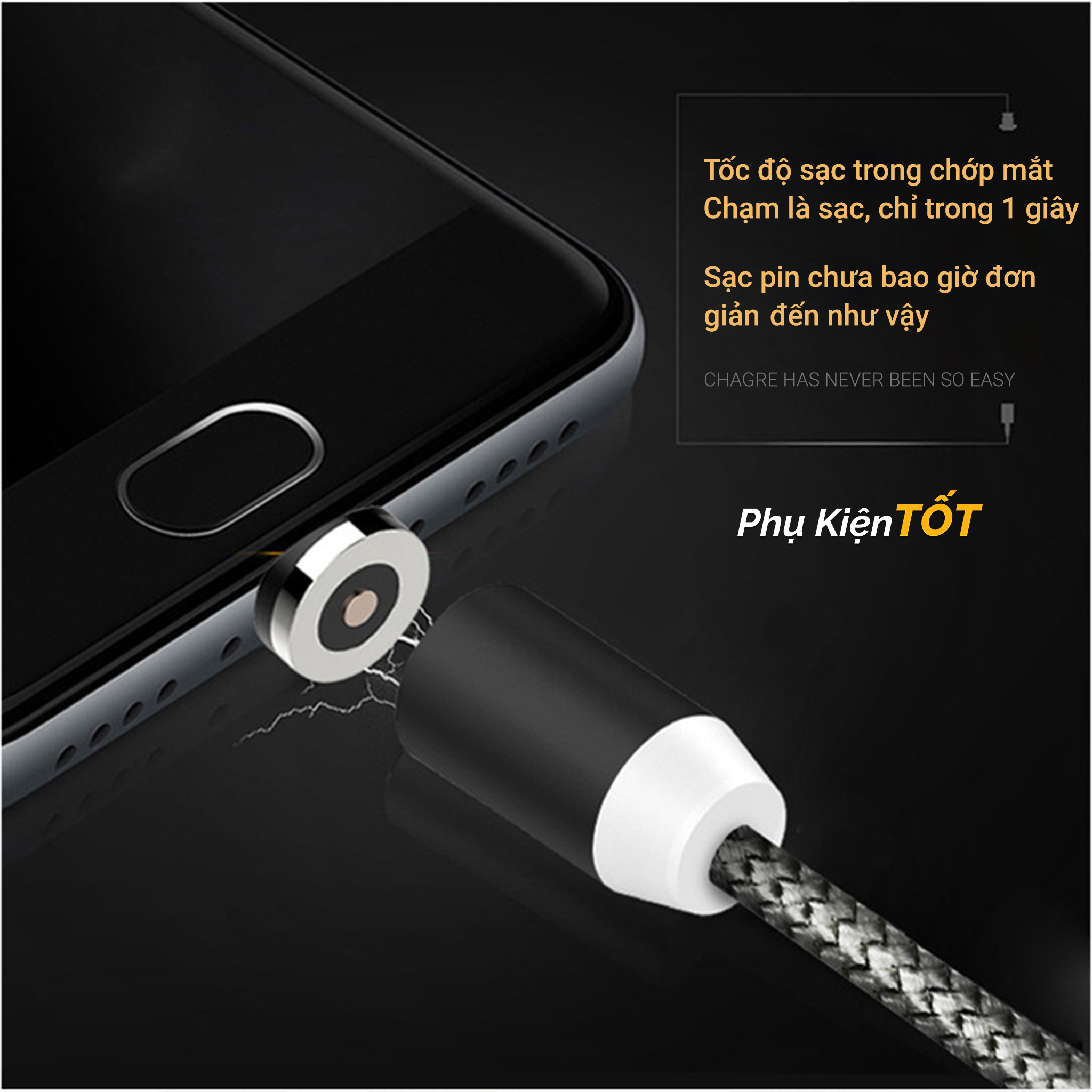 [HCM][Full Bộ] Cáp Sạc Nam Châm Từ Tính 3 trong 1 Dành Cho  Iphone Android Micro USB Type C Xoay 360 Độ