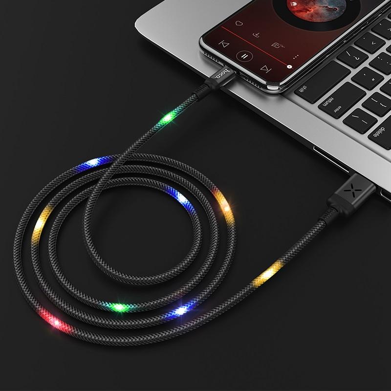 Cáp sạc nhanh Lightning Hoco U63 cho iPhone/iPad (có đèn LED phát sáng khi sạc, sạc nhanh 2.4A Max)