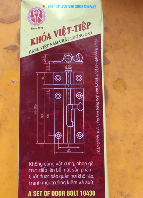 Chốt Cửa An Toàn Việt Tiệp 10430 ( Hàng Chính Hãng )