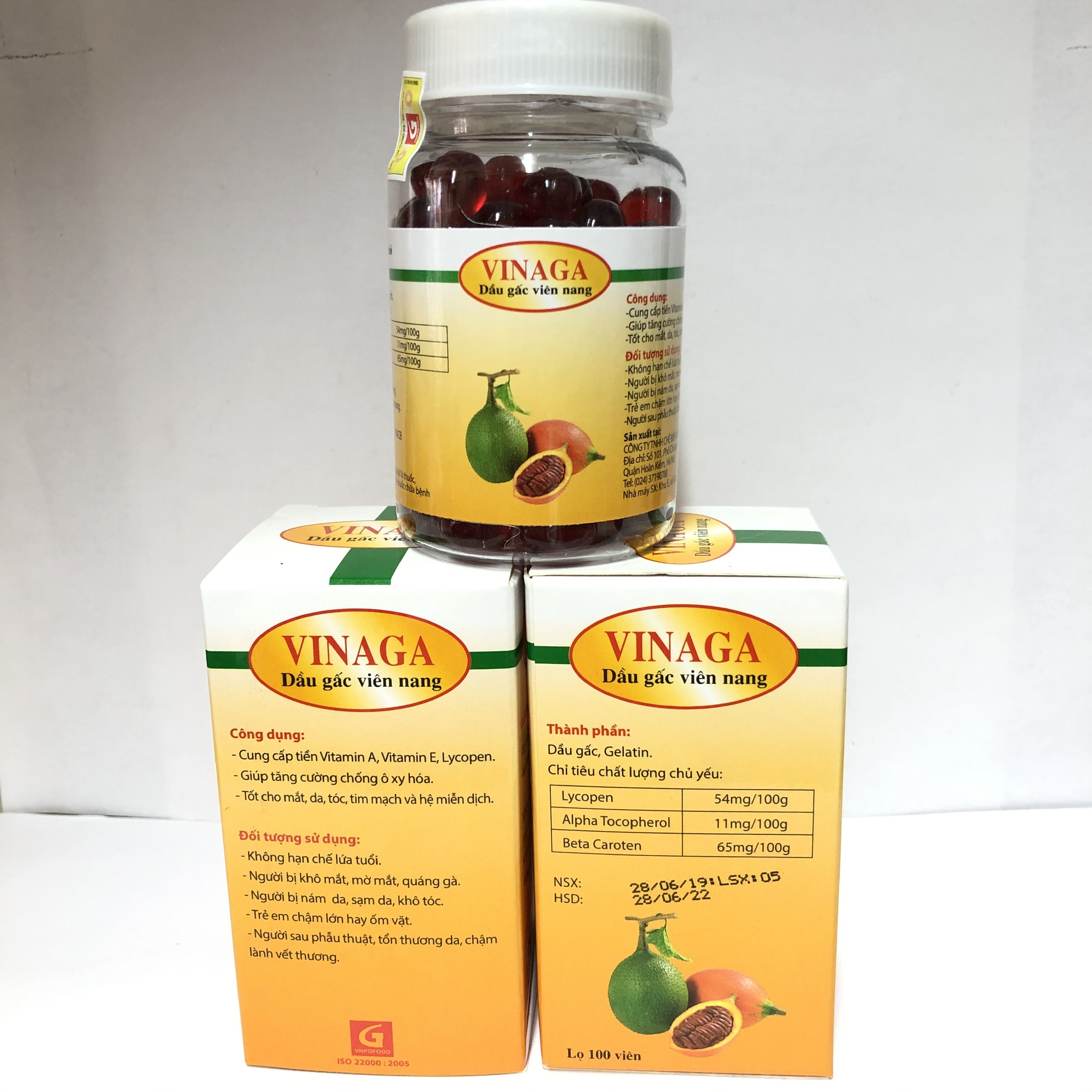 Dầu Gấc Vinaga lọ 100 viên