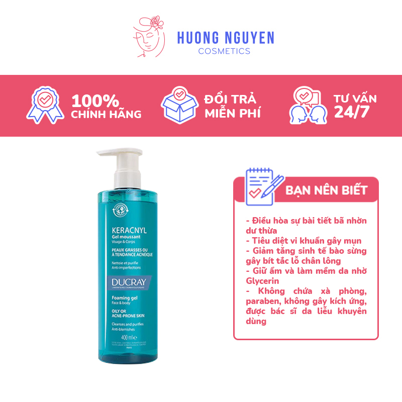 Sữa Rửa Mặt Ducray Keracnyl Gel Moussant