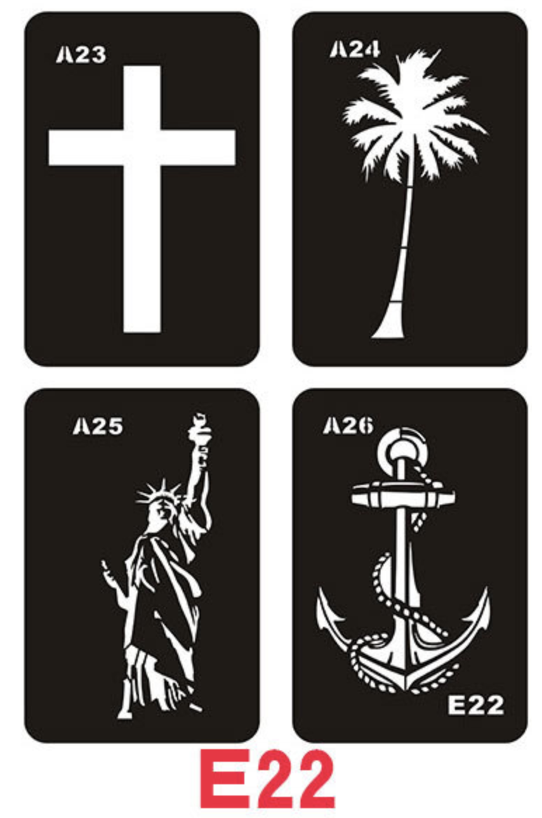 Khuôn xăm Mã E22 BẢNG A4 như ảnh (không kèm mực)