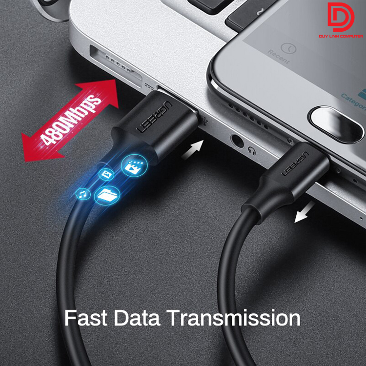 Ugreen 60138 - Cáp USB to Micro USB dài 2m màu đen chính hãng