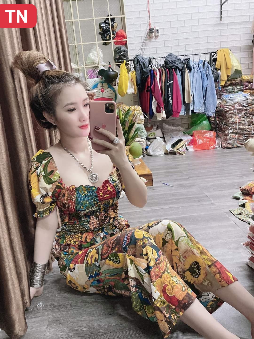 Sét bộ thổ cẩm tay búp nhúm ngực-QH