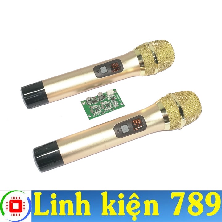 Micro không dây UHF màu đen,màu vàng (2 mic)