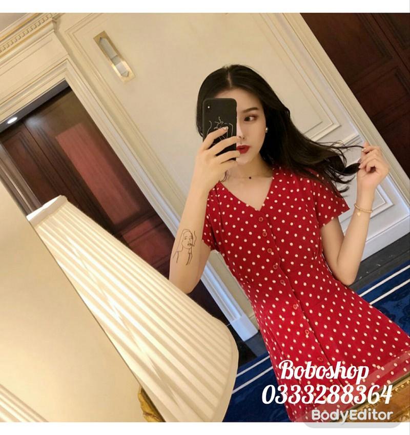 [HCM]Maxi chấm bi cổ nút