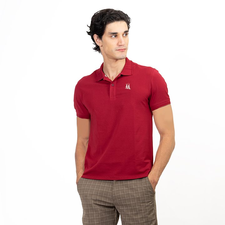 Áo thun nam cổ Polo NOVELTY màu đỏ đô NATMMDMCSR191169N