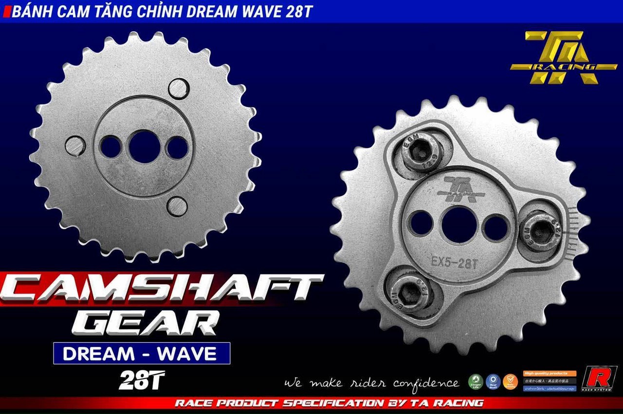 Bánh cam tăng chỉnh TA 28 răng 2 lỗ wave dream