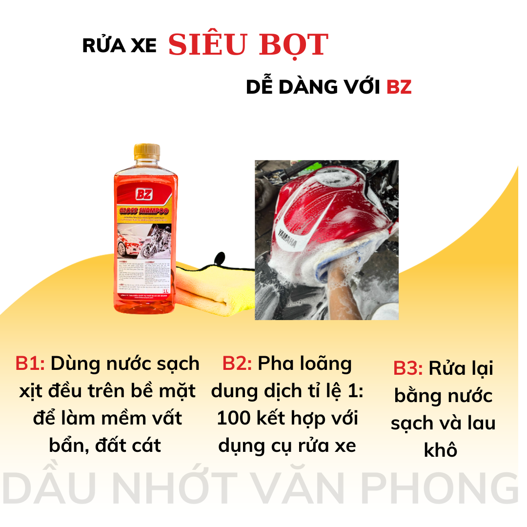 NƯỚC RỬA XE BZ CHAI 1 LÍT