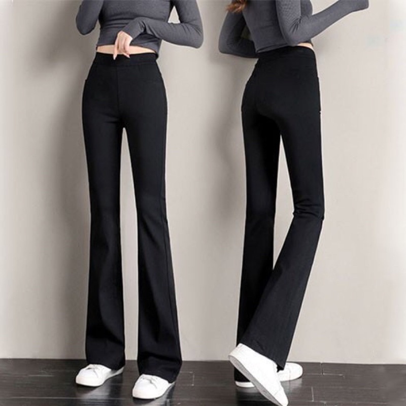 Quần ống Loe Cạp Cao Legging dáng dài M888