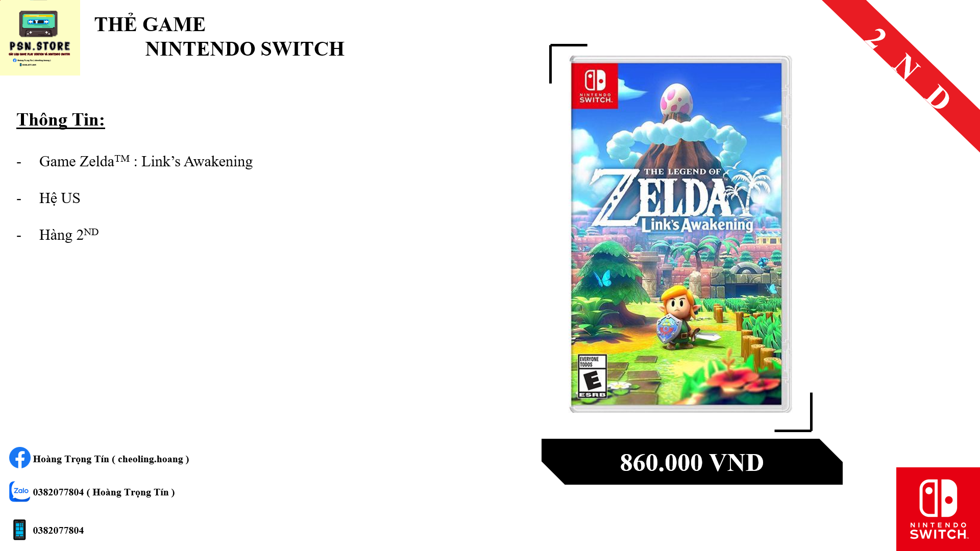 Game Nintendo Switch : Link's Awakening Hệ US