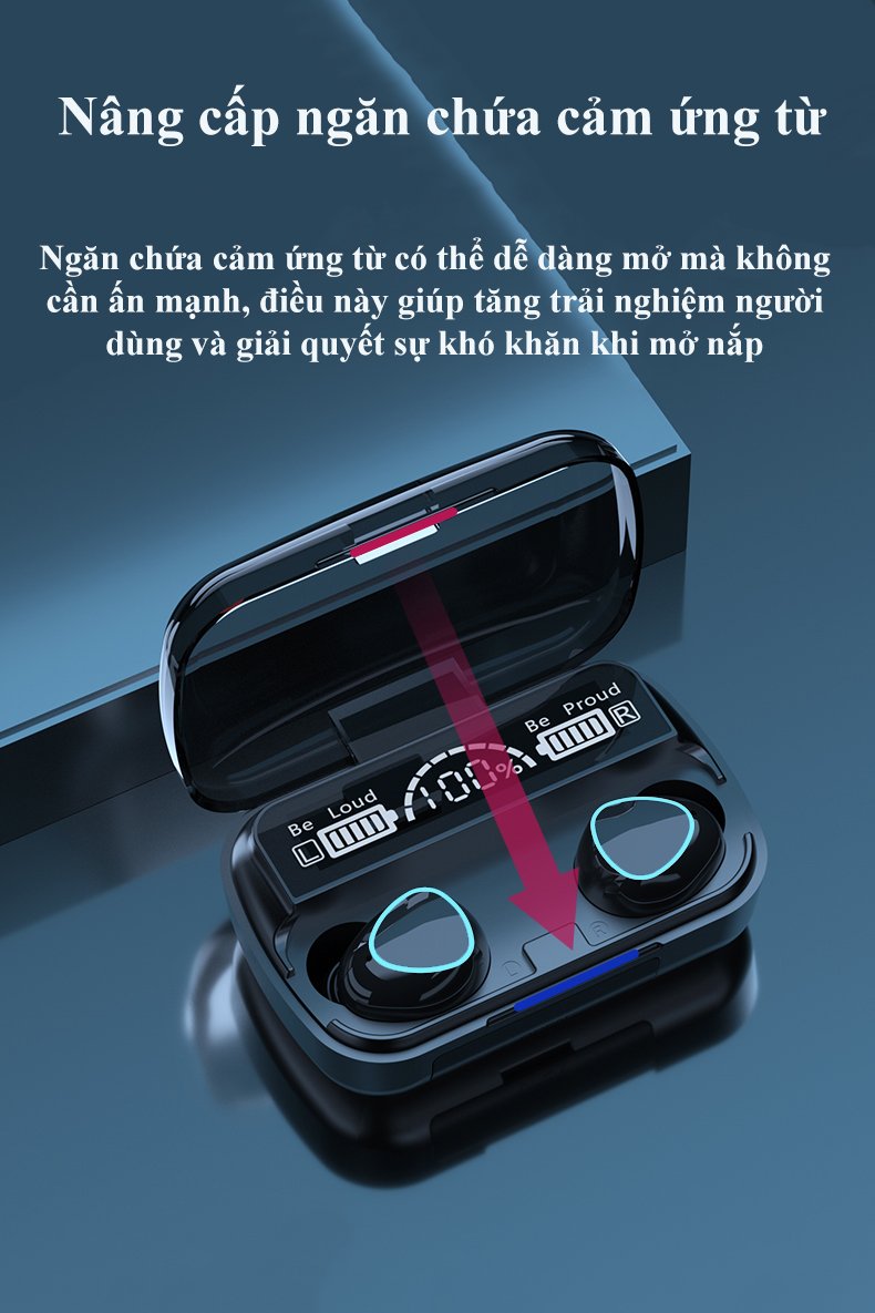 Tai nghe bluetooth 5.1 không dây pin trâu M10 pro điều khiển cảm ứng chống ồn nghe nhạc thể thao tái tạo âm thanh 360 có mic